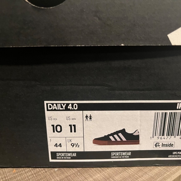 Adidas Daily 4.0 Sneaker Men’s 10.5 Dark Grey White stripe - Picture 5 of 8